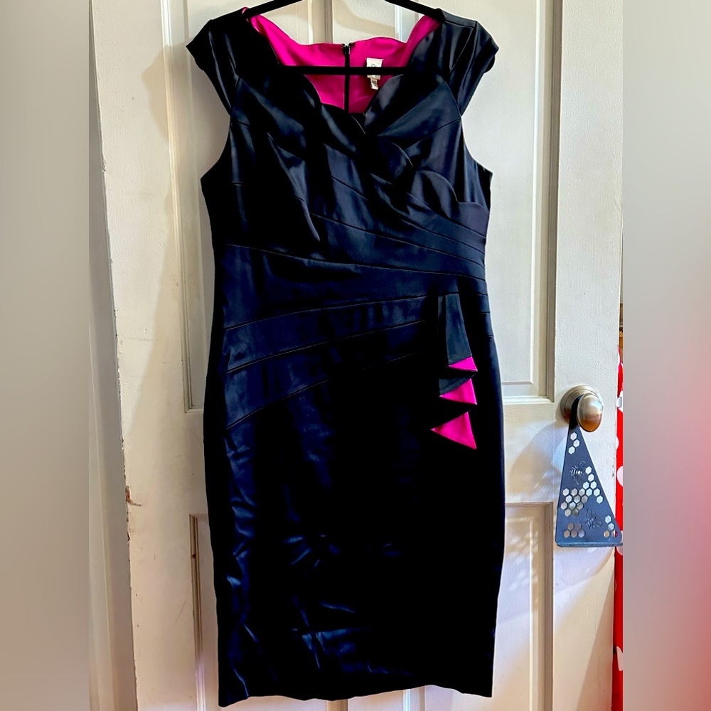 LBD with fuchsia accent, WORN ONCE then dry cleaned.